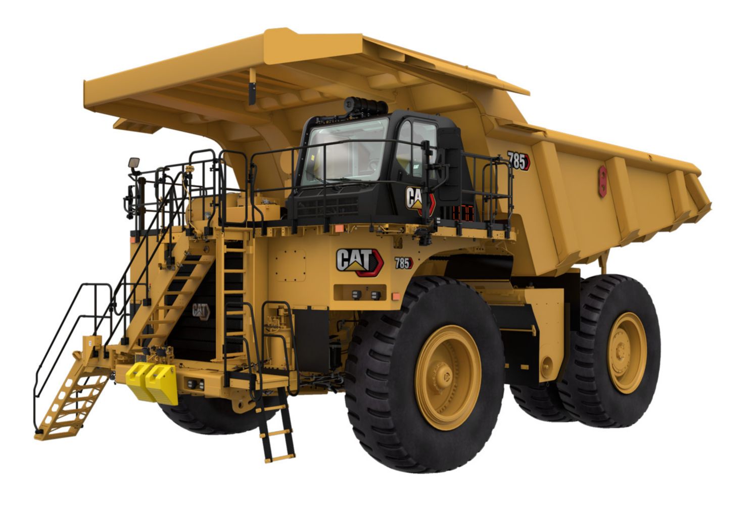 Cat 785 矿用自卸卡车官方产品图中的车厢前墙区域