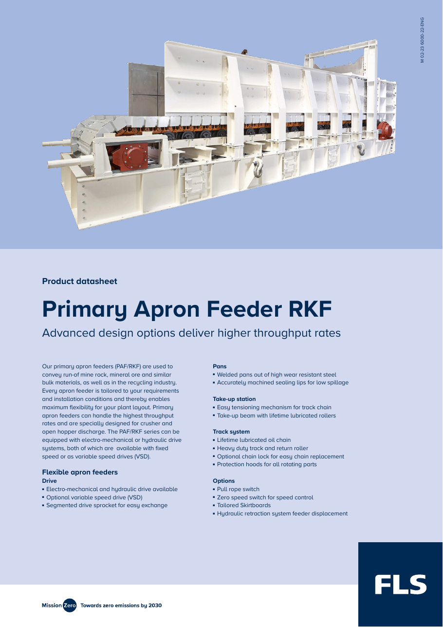 FLS Primary Apron Feeder RKF 官方数据表首页