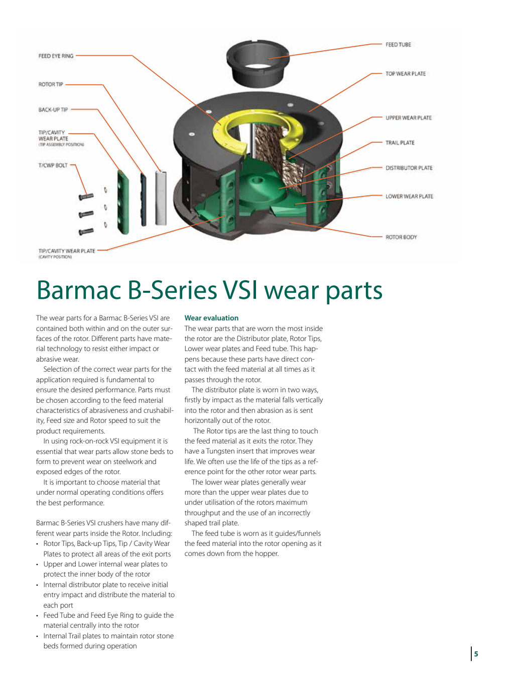 Metso Barmac B Series Rotary wear parts Locations of original factory plot