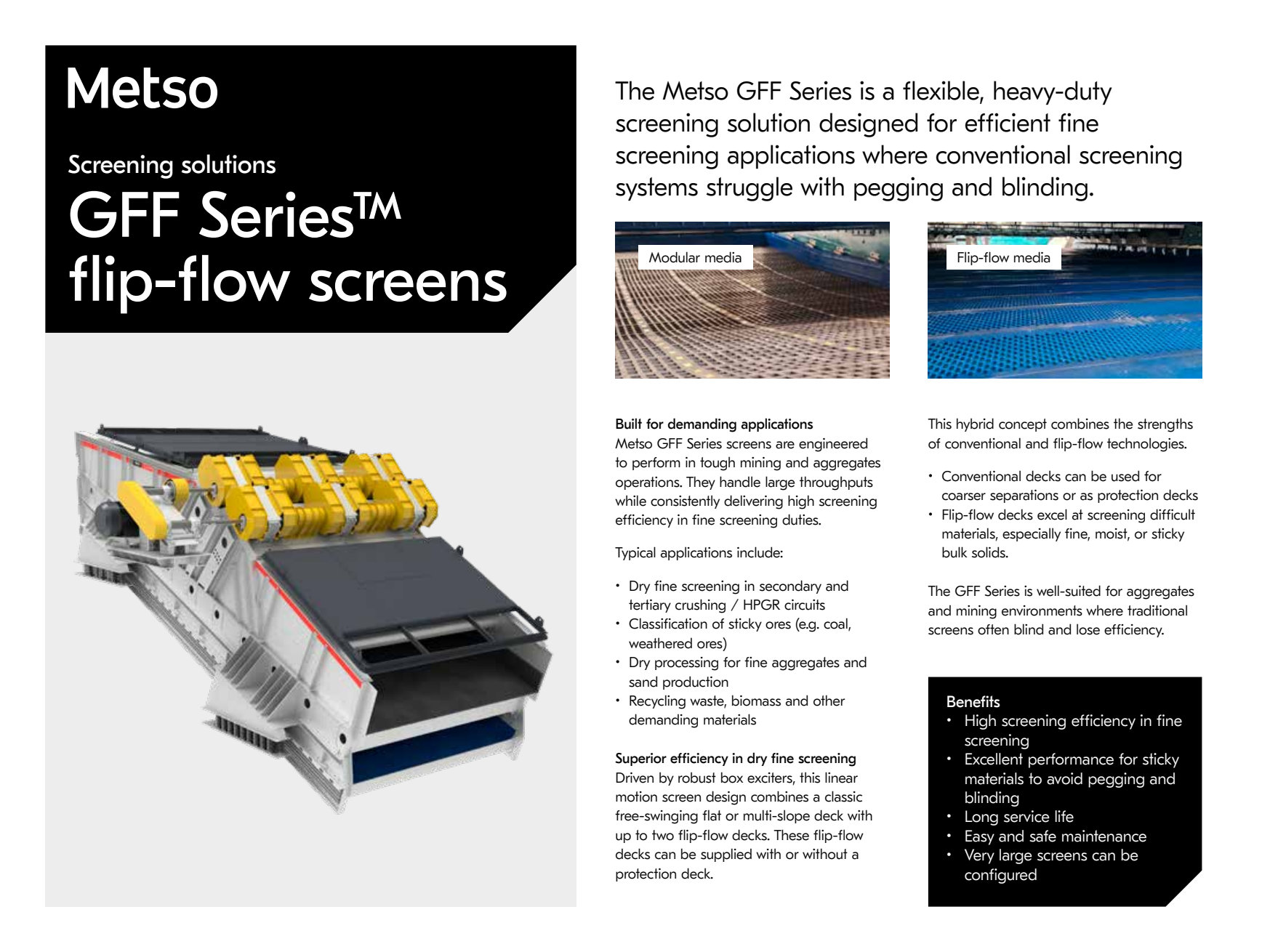Metso GFF Relaxing sieve plant data