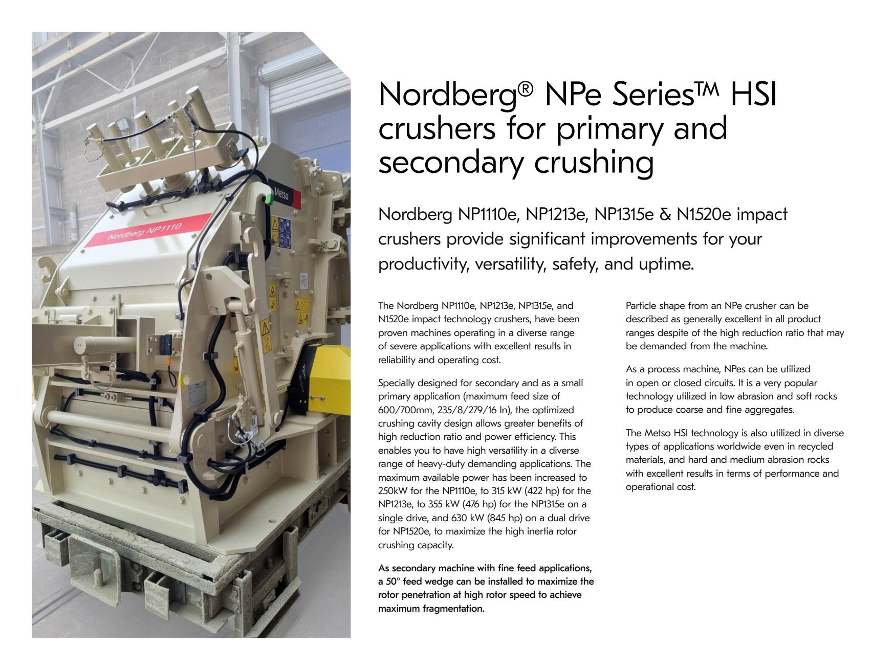 Metso Nordberg NPe Series HSI Переоснащение оригинальной фабрики