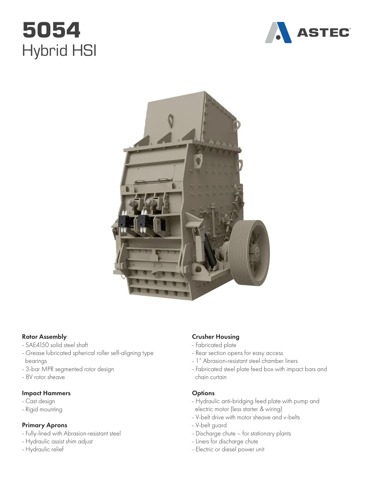 Trituradora de impacto de eje horizontal Hybrid HSI 5054
