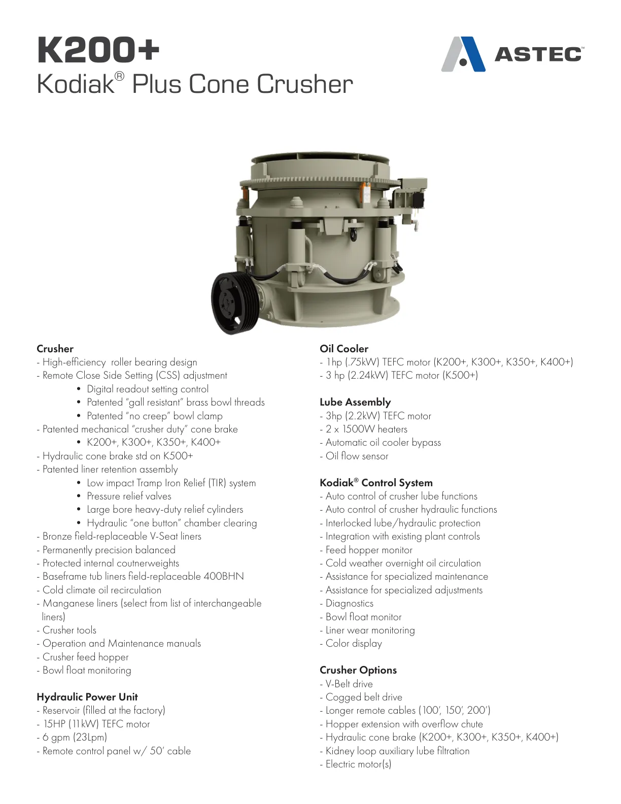 Trituradora de cono Kodiak Plus