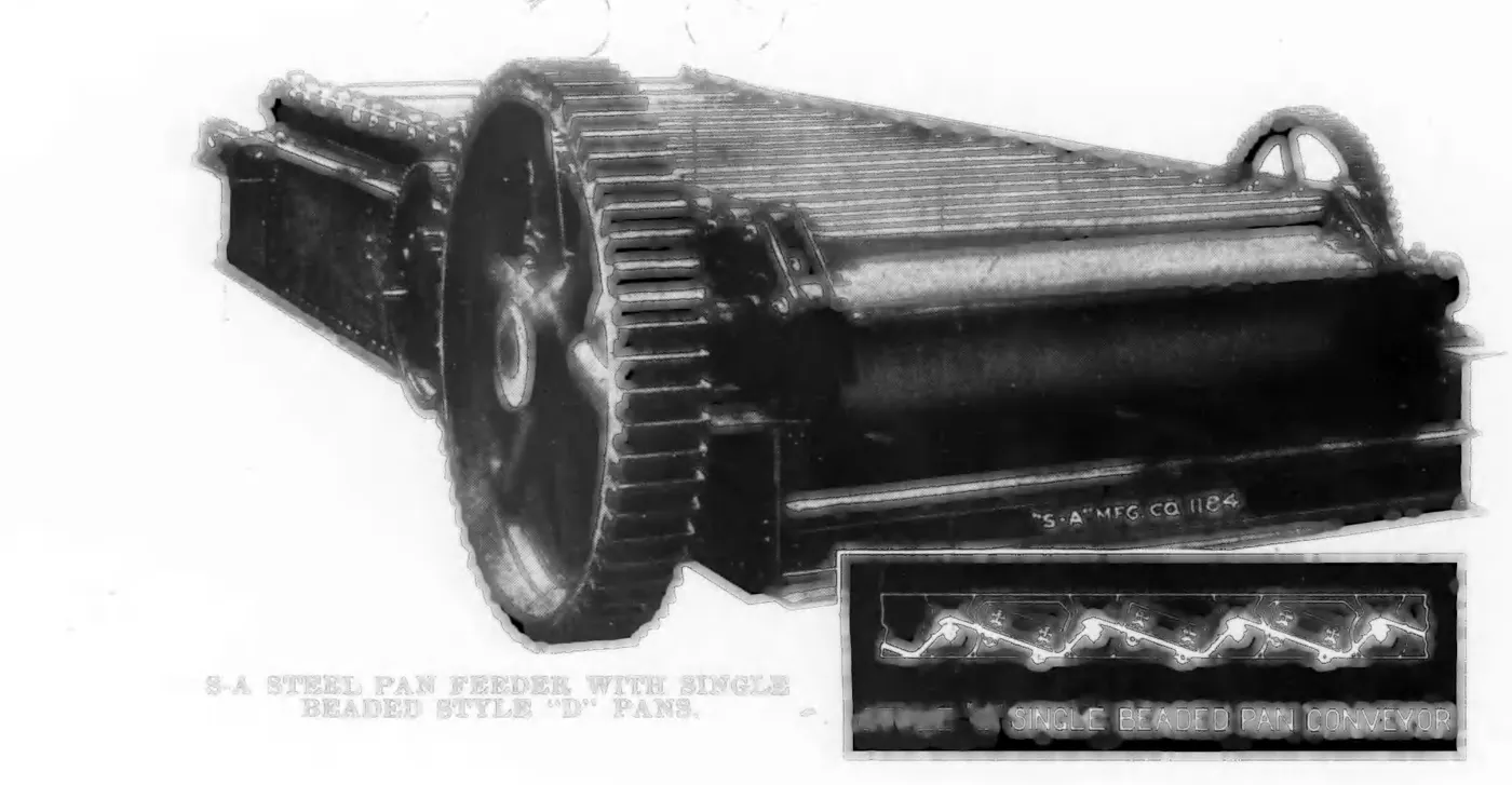 Stephens-Adamson Style D transportador/alimentador de placas de acero de reborde simple