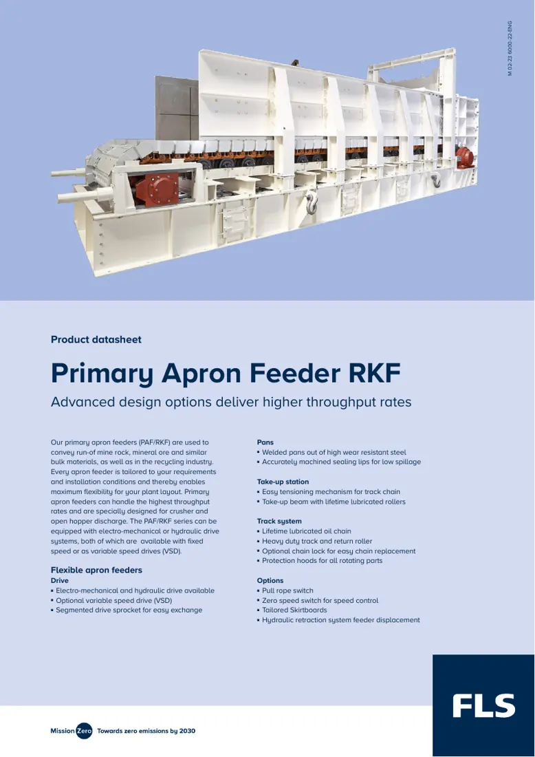 Primera página de la ficha oficial del alimentador primario de placas FLS RKF