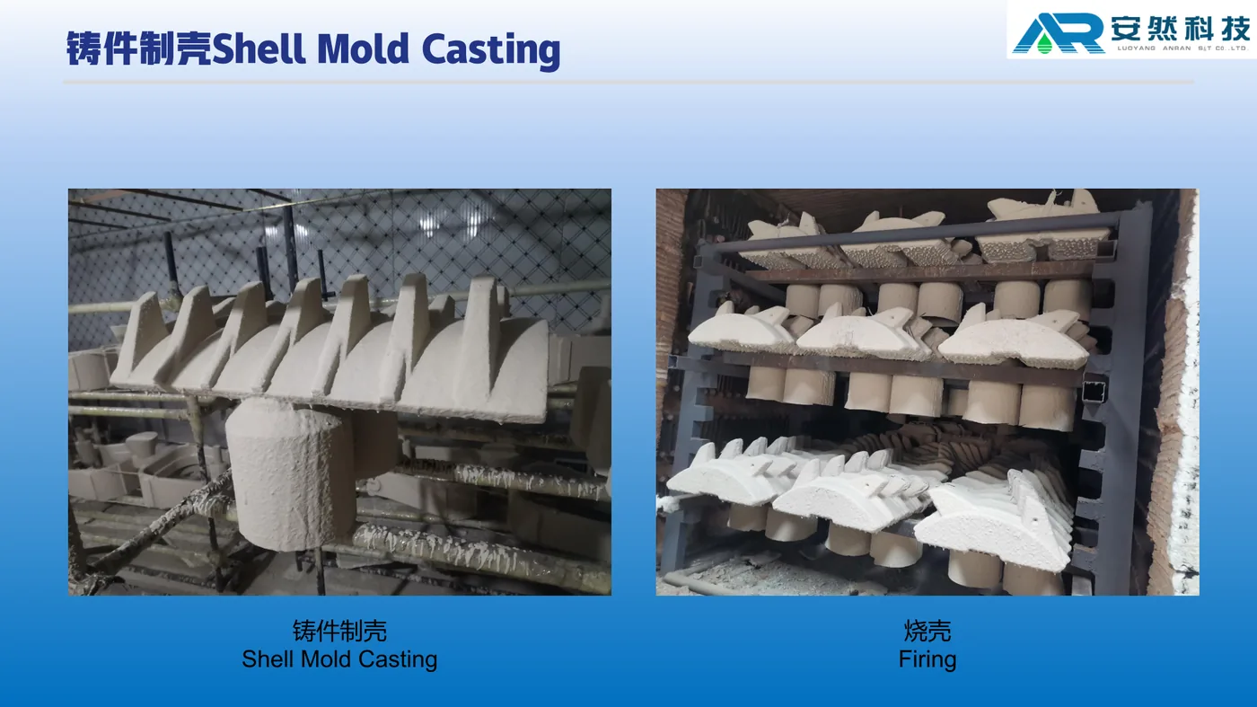 Tooth plate process step 04: Shell mold casting and firing