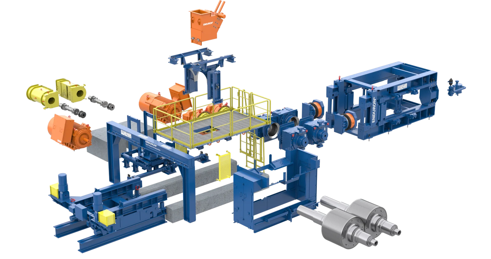 Weir Enduron HPGR, vista explosionada del fabricante
