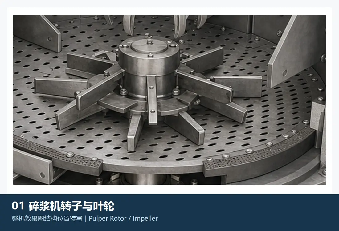 Rotor e impulsor de desintegrador de pasta
