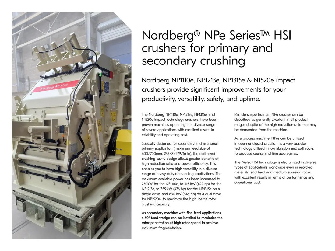 Trituradoras de impacto de eje horizontal Metso Nordberg series NP y NPe