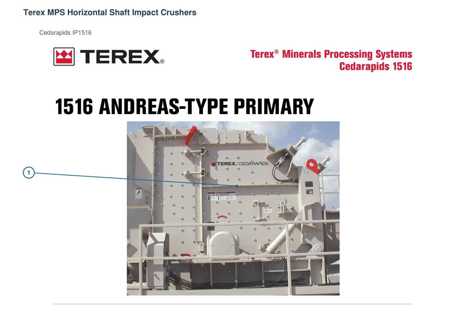 Terex MPS Impact Crusher – Esquema de ubicación de componentes