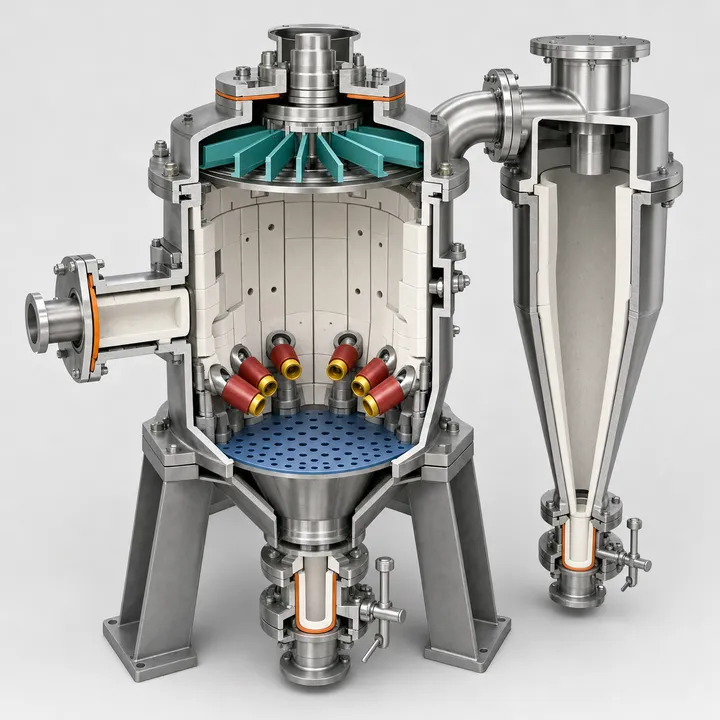 Иллюстрация отрезания Jet Mill