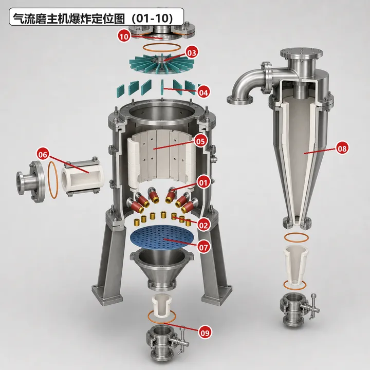 Диаграмма местоположения части JetMill